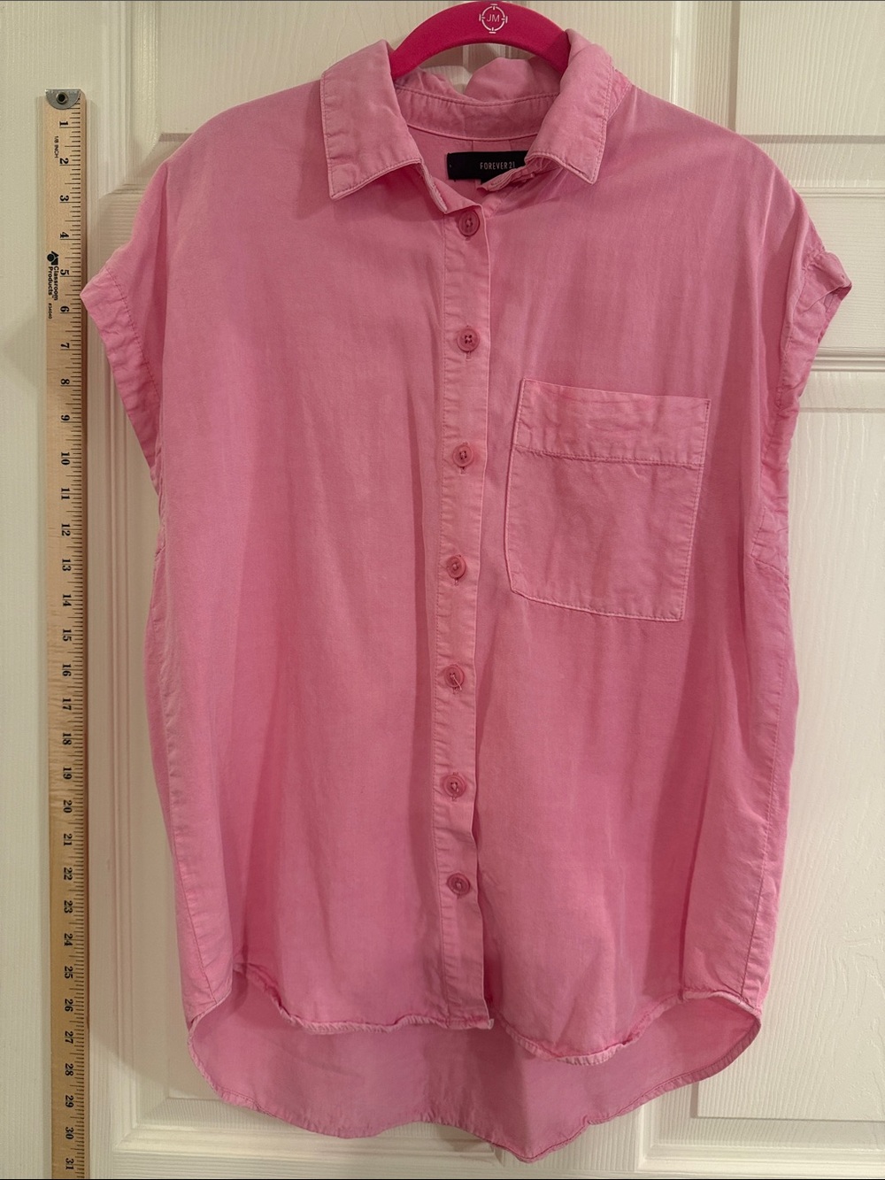 Forever 21 Pink Short-Sleeve Button-Down Shirt